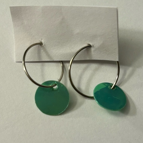 CLAIRE’S Teal / Green Bling Circle Dangle Fashion Earrings - Picture 1 of 2